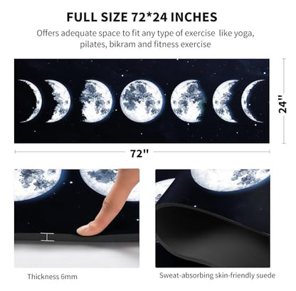 nuveti Yoga Mat Print Extra Thick TPE Non Slip Fitness Exercise Mat with Carrying Bag,72"x24" Extra Thick 6MM Exercise & Workout Mat for Yoga, Pilates Fitness and Floor Exercises - color: Moon-Y