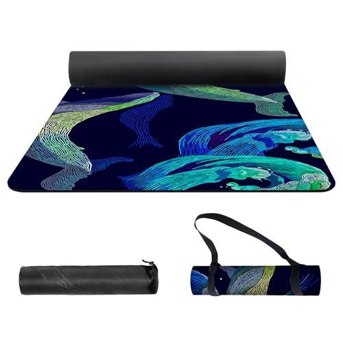 nuveti Yoga Mat Print Extra Thick TPE Non Slip Fitness Exercise Mat with Carrying Bag,72"x24" Extra Thick 6MM Exercise & Workout Mat for Yoga, Pilates Fitness and Floor Exercises - color: Whale