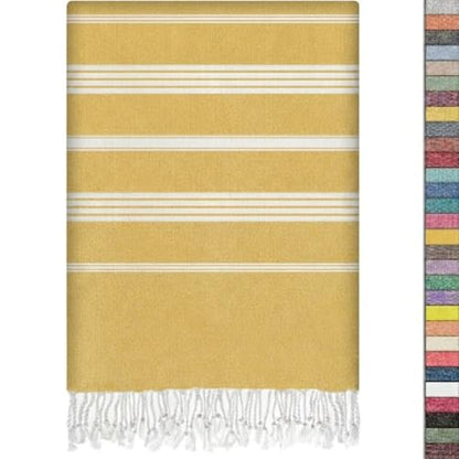 EPHESUS TOWELS Turkish Beach Towel - 38x70 inch Oversized - Sultan Design - Turkish Towel for Beach, Bath, Pool, Gym, Yoga - Prewashed, Lightweight, Quick Dry (Mustard) - color: Mustard