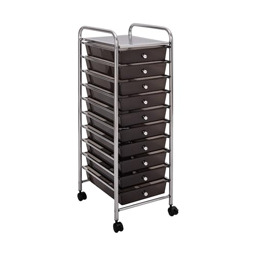 Seville Classics Rolling Utility Organizer Storage Cart, for Home Office, School, Classroom, Scrapbook, Hobby, Craft, 10 Drawer, Black - color: Black, size: 10 Drawer