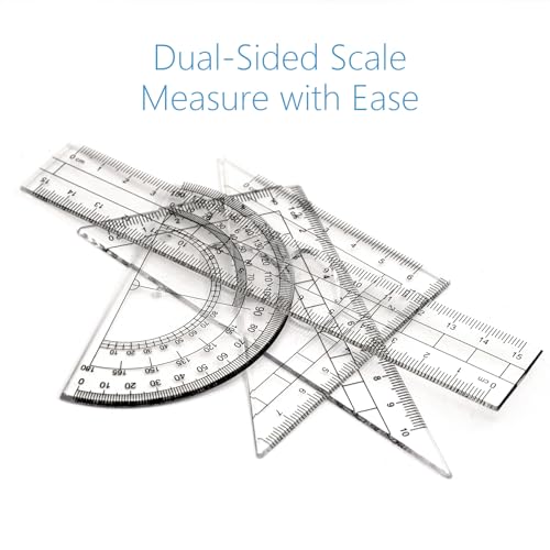 Akuoly Drafting Compass Kit School Supply Set Featuring Geometry Compass, Protractor, Set Squares, and Ruler – for School Grade Boy snd Girl with Every Piece Compact in Carrying Case, Classic Blue