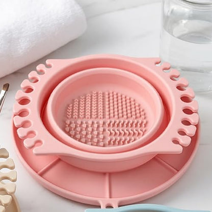Collapsible Silicone Paint Brush Cleaner Basin Foldable Paintbrush Cleaning Container for Acrylic, Watercolor & Oil Painting (Pink, 15 * 12.2 * 6.5cm/5.91 * 4.8 * 2.56inches) - color: Pink