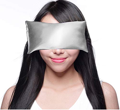 Lavender Eye Pillow - Hot Cold Weighted Eye Pillows for Relaxation, Sleep, Stress, Migraine Relief, Yoga - Aromatherapy Gifts for Women, Birthday, Teachers, Made in USA by Happy Wraps - Silver - color: Silver
