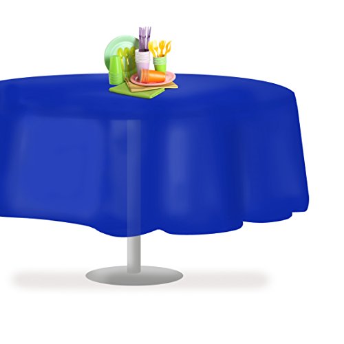 Blue 1 Pack Premium Disposable Plastic Tablecloth 84" Inch Round Table Cover - color: Blue, size: 1 Pack 84" Round