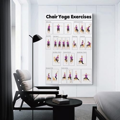 GLTLGBPR Yoga Exercise Instruction Chart, Wall Art Canvas Printing Office & Bedroom Aesthetic Poster 12x18inch (30x45cm) Unframed - color: Unframe-style, size: 18"L x 12"W