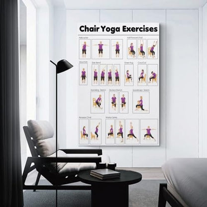 GLTLGBPR Yoga Exercise Instruction Chart, Wall Art Canvas Printing Office & Bedroom Aesthetic Poster 12x18inch (30x45cm) Unframed - color: Unframe-style, size: 18"L x 12"W