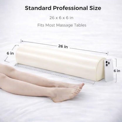 Dual-Cover Massage Table Bolster Pillow, 3/4 Round, Light Beige