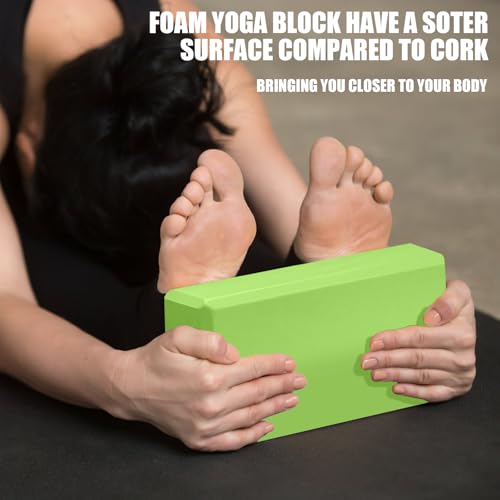 Septo 2 Pcs Yoga Blocks, 9x6x3 Inch Foam Blocks for Pilates - color: Green