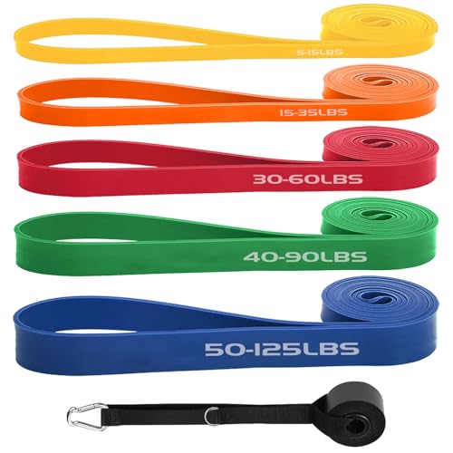 Exercise Bands Resistance Bands for Working Out,Pull Up Bands Set,at Home Workout Equipment,Workout Bands for Men and Women,Stretch Bands for Exercise - color: Yellow, Orange, Red, Green,Blue