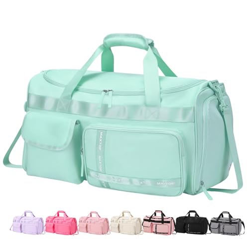 MAXTOP Large Gym Bag for Women Men Duffle Bag With Wet Dry Separation - color: Light Green, style: Gym Bag