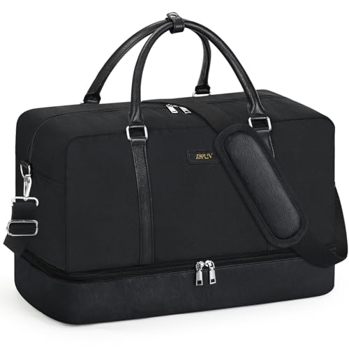 IBFUN Weekender Bags for Women, 21" Travel Duffle Bag with Shoe Compartment - color: D3-Black