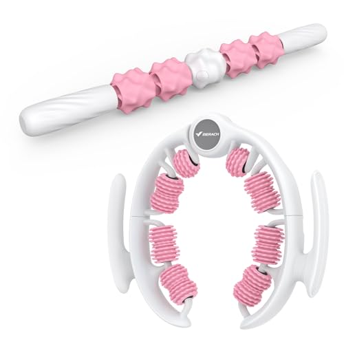 MERACH Cellulite Massage Tool with Push Pull Roller, Lymphatic Drainage Massager, Leg Massager with Detachable Handles, Exercise Equipment for Thighs & Legs & Buttocks, Gift for Women - color: Pink