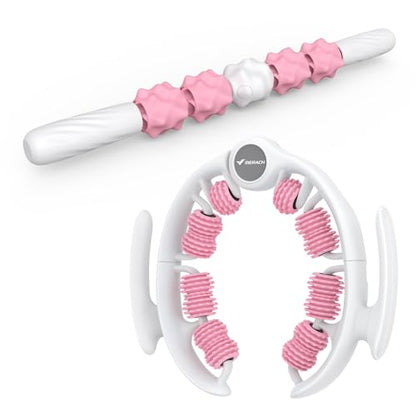 MERACH Cellulite Massage Tool with Push Pull Roller, Lymphatic Drainage Massager, Leg Massager with Detachable Handles, Exercise Equipment for Thighs & Legs & Buttocks, Gift for Women - color: Pink