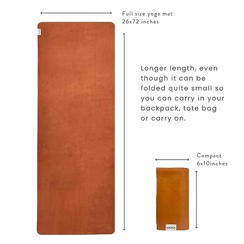 Travel Yoga Mat 1.5mm | Foldable, Lightweight Mat | Use for Travel, Backpacking, Yoga Retreat, Outdoors, Gym, Pilates, Machine Washable, Eco-Friendly - color: Orange