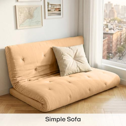ZonLi Japanese Floor Mattress, 100% Cotton Washable Cover Futon Mattress - color: Burro, size: Full(75"L x 54"W x 4"Th)