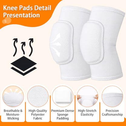 2 Pairs Volleyball Knee Pads Youth, White Knee Pads for Girls,Women, Men - color: White, size: Large