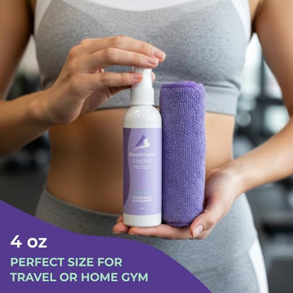 SwaytAway Fitness Mat Mist with Towel, 4oz Travel Size, 2 Pack, Lavender | Yoga Mat Spray with Towel Aromatherapy-Inspired Lavender and Patchouli Blend, Plant-Based, No Rinse, Refreshes & Deodorizes - size: 4 oz - 2 Pack