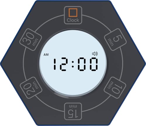 Hexagon Rotating Productivity Clock, Pomodoro Timer with 5, 10, 15, 20, 30 Minute Presets, Timer for People with ADHD (Blue) - color: Blue - 5, 10, 15, 20, 30 Min