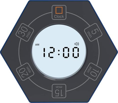 Hexagon Rotating Productivity Clock, Pomodoro Timer with 5, 10, 15, 20, 30 Minute Presets, Timer for People with ADHD (Blue) - color: Blue - 5, 10, 15, 20, 30 Min