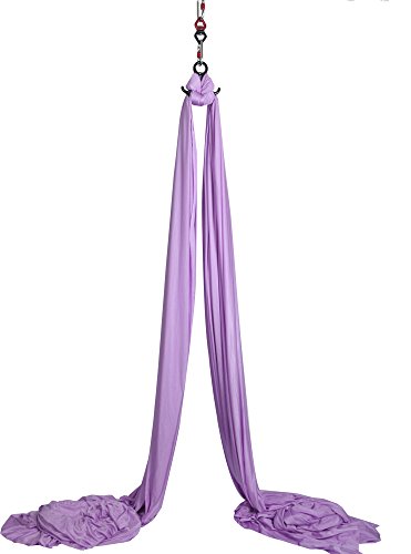 Durable Aerial Silks Starter Kit with 11-Yard Yoga Hammock & Hardware - color: Lavender