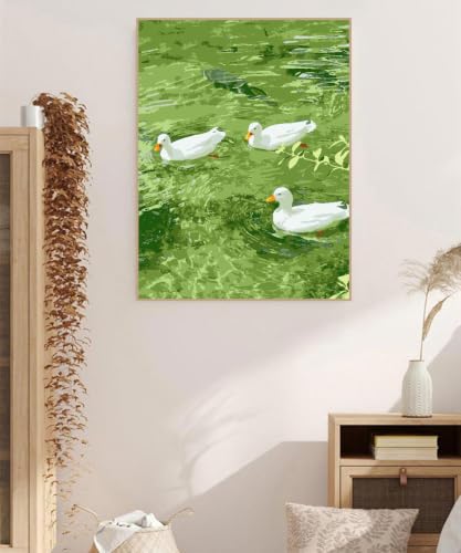 ZRIZQ Paint by Numbers Kit for Adults Beginner,Duck Summer,16x20 | Full set with rich paints,wooden brushes,rolled canvas.Calming,screen-free pastime.Beginner friendly.Just open and paint. - color: 16"X20"Rolled Canvas(Frameless)-Duck 2