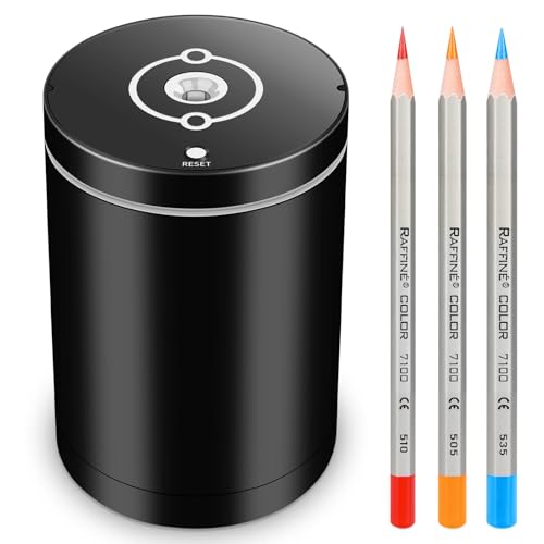 Fully Automatic Electric Pencil Sharpener,Rechargeable smart Pencil Sharpener.Suitable for No. 2/Colored Pencils (6-8 mm),Applicable to School/Classroom/Office/Home - color: Black
