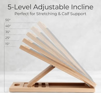 Professional Slant Board for Calf Stretching, Wooden Adjustable Incline Wedge for Squats, Foot & Ankle Mobility, Non-Slip Calf Stretcher, Calf Stretching Board, Slant Board for Planter Fasciitis.