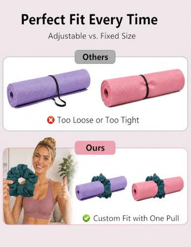 Yoga Mat Scrunchie Yoga Mat Strap Carrier Pilates Mat Holder | Holds Your Yoga Mat in Style, Adjustable & Stretchy Yoga Mat Band, Fits Most Standard Yoga Mats (mat not included),Yoga Gifts - color: Dark Green