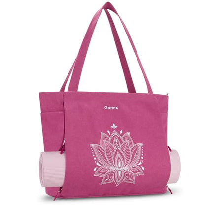 Gonex Yoga Mat Bag with Zipper Mat Carrier Canvas Gym Tote | Durable Canvas, Zipper Closures Prevent Slipping, Quick Access, Bottle Holder, Fits Yoga Blocks, Gym & Travel Use - color: Rose Red, size: X-Large(19.5×7×17inch)