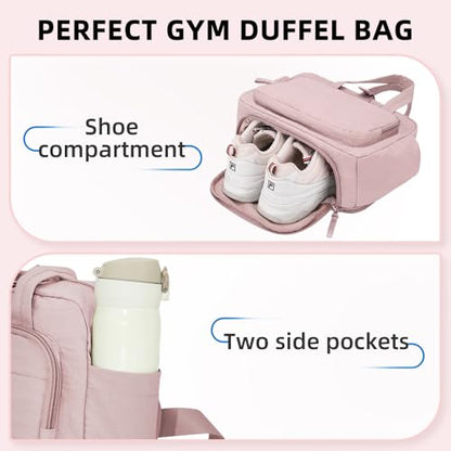 mini gym bag for women, travel duffel bag with wet pockets and Shoe Compartment,Lightweight carry on weekender duffel, water resistant,for sports,yoga,dance,green - color: green