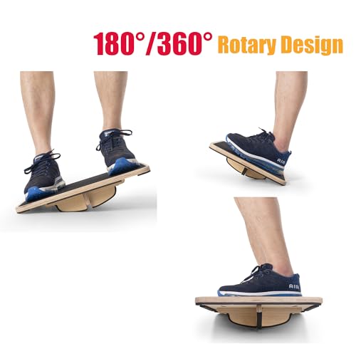 Adult Professional Wooden Balance Board - 350 lbs Non-Slip Balance Board Design, Suitable for Physical Therapy and Under-Desk Use, 2 Simple Setup Methods, Durable and Stable Wooden Board