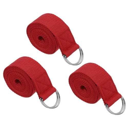 PATIKIL Yoga Strap for Stretching Cotton Yoga Belt with Adjustable Metal D-Ring Buckle Stretch Band for Fitness Pilates - color: Red