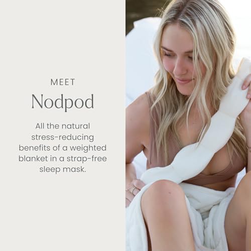 nodpod Patented Gentle Pressure Sleep Mask, Weighted Eye Mask | Patented Light Blocking Design for Sleeping, Travel & Relaxation, Bead Filled, Machine Washable, BPA-Free, Bone - color: Bone Cotton