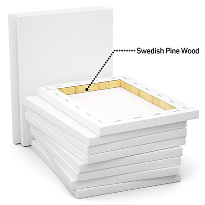 GOTIDEAL Stretched Canvas, 8x10 Inch Set of 10, Primed White | 100% Cotton Artist Canvas Boards for Painting, Acrylic Pouring, Oil Paint Dry & Wet Art Media - color: White, size: 8"x10"