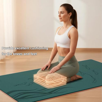 Extra Wide Yoga Mat 76"x40"x10mm TPE Non-Slip Fitness Exercise Mat - color: Green + Orange