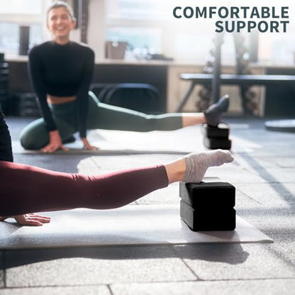 Yoga Blocks 2 Pcs, 9"x6"x3" Yoga Brick Foam Blocks EVA Foam Block Yoga Props Accessories for Yoga Pilates Stretching and Meditation - color: Black