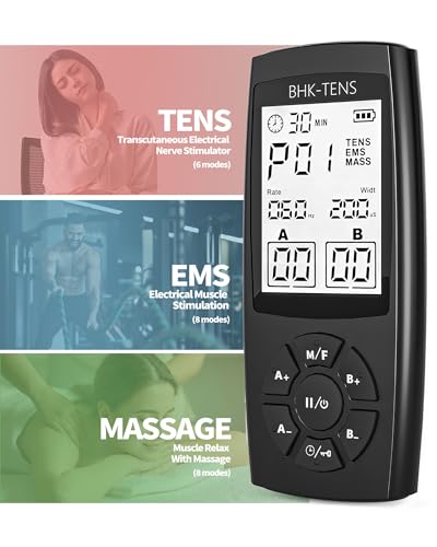 TENS Unit Muscle Stimulator for Pain Relief Therapy, 22 Modes EMS TENS Machine, Electronic Muscle Relaxer for Shoulder Pain Relief, Back Pain, Shoulder Neck Pain Relief - color: Black