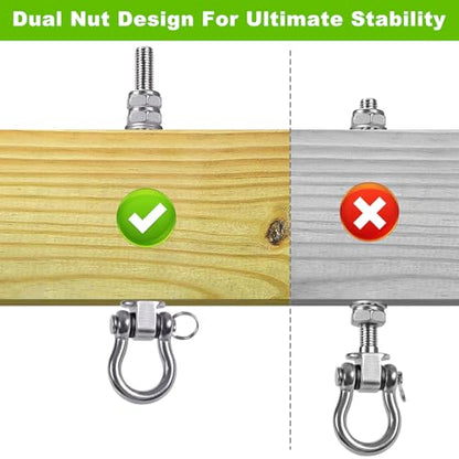 SELEWARE Heavy Duty Swing Hanger with Bearings, 4 Pack Porch Swing Hardware | 304 Stainless Steel, M10 x 6 4/5 Inch Bolts, Supports Up to 1500LB, Designed for Wood Beams, Steel Frames and Yoga Hammocks - color: U (6 4/5 inch, 4 Pack)