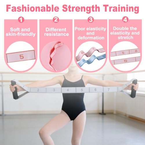 3 Pack Fitness Resistance Bands with Handles, Numbered Resistance Band, 8-Section Elastic Training Bands for Yoga, Stretching, Pilates, Fitness