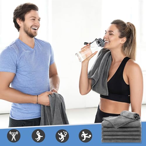 UNIMADE 48 Pack Gym Towels Set - Highly Absorbent and Quick Drying Microfiber Salon Towels, Premium Hand Cloths for Bathroom, Gym, Shower, Hotel, and Spa - 16x27 inch (Grey) | Highly Absorbent and Quick Drying Premium Hand Cloths for Bathroom, Gym, Shower