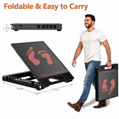Slant Board for Calf Stretching, Steel Squat Wedge Hold Up to 650LBS | 5-Level Adjustable, Textured Non-Slip Layer, Anti-Slip Feet, Foldable and Portable, Weightlifting, Heel Elevated Squats