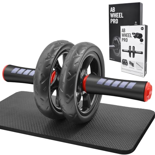 Ab roller wheel abdominal exercise core workout weight loss no noise easy to assembling light weight perfect home gym equipment for men & women - color: Red Double Wheel