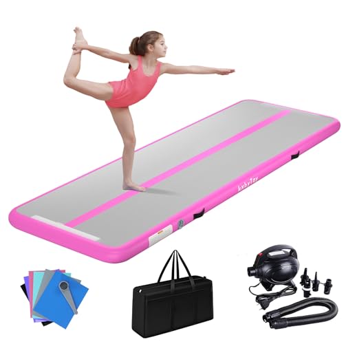 Air Mat Tumble Track 4 inches Thickness Inflatable Gymnastics Mat for Home Use/Training/Cheerleading/Yoga 10/13/16/20ft with Electric Air Pump - color: pink, size: 20' x 3.3' x 4" (L x W x H) (6m*1m*10cm)