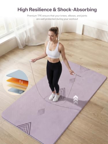 EaseUp Large Yoga Mat 73x35.5x0.4",10mm Thick Non-Slip for Home Workout - color: Dusty Purple