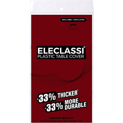 Eleclassi Burgundy 12 Pack Premium Disposable Plastic Tablecloth 54 x 108 in - Plastic Table Cloth Disposable Tablecloth for Rectangle Table Up to 8 Feet - color: Burgundy, size: 12 Pack Rectangle