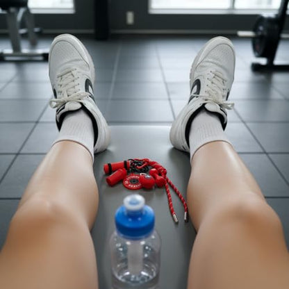 Gym Keychain Motivational Fitness Accessories with Dumbbell Kettlebell Barbell Yoga Mat Charms Weightlifting Keyring - color: Red