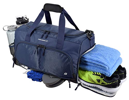 Ultimate Gym Bag 2.0: The Durable Crowdsource Designed Duffel Bag with 10 Optimal Compartments Including Water Resistant Pouch - color: Blue, size: Medium (20")