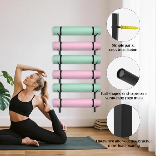 6 Tier Yoga Mat Rack,Yoga Mat Holder Wall Mount