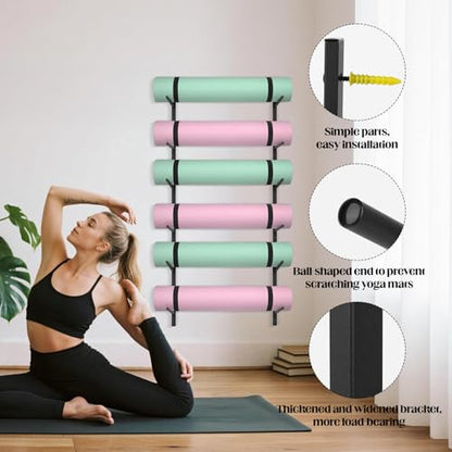 6 Tier Yoga Mat Rack,Yoga Mat Holder Wall Mount
