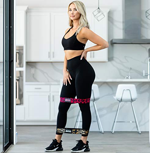 4KOR Fitness Resistance Loop Band Set, Perfect for Crossfit, Yoga, Physical Therapy, and Booty Building - color: 2 Inch Hip Bands Animal Print/ Grippy/ Medium
